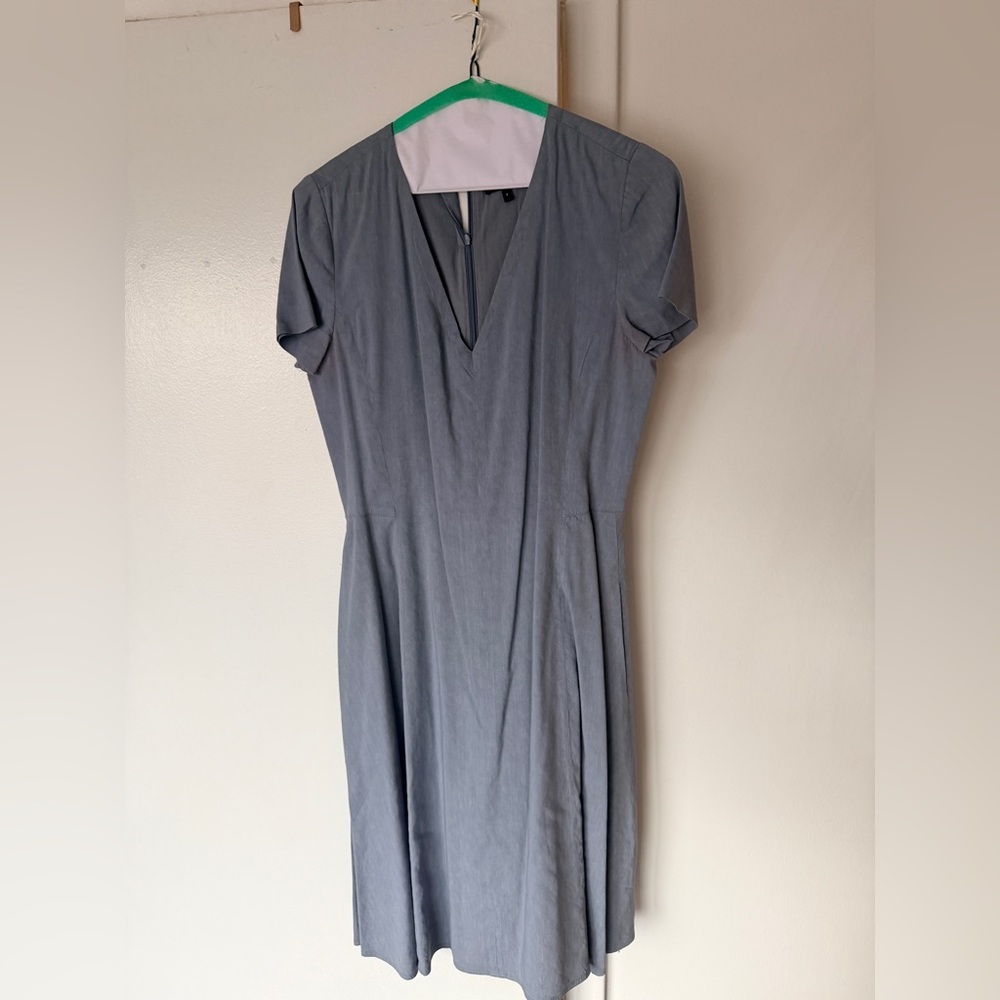 Theory  Dusty Blue Short Sleeve Linen Dress